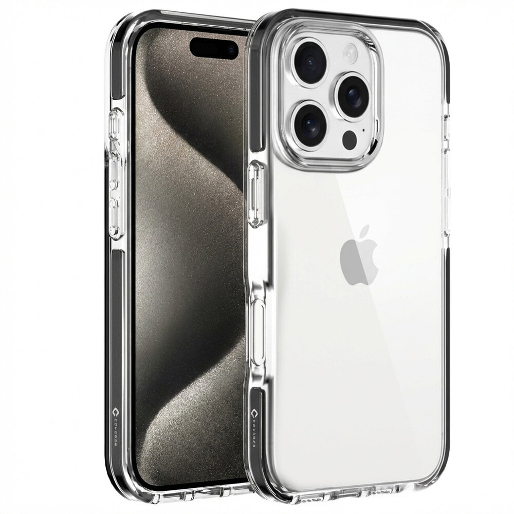 Coverzs Coverzs iPhone 16 Pro transparant shockproof hoesje (zwart)