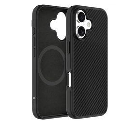 Coverzs iPhone 16 kevlar MagSafe siliconen hoesje (zwart)