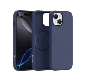 Coverzs iPhone 15 Plus liquid siliconen MagSafe hoesje (blauw)