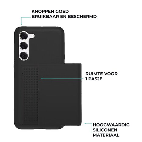 ShieldCase® ShieldCase  Samsung Galaxy A17 kaarthouder case met slider (zwart)