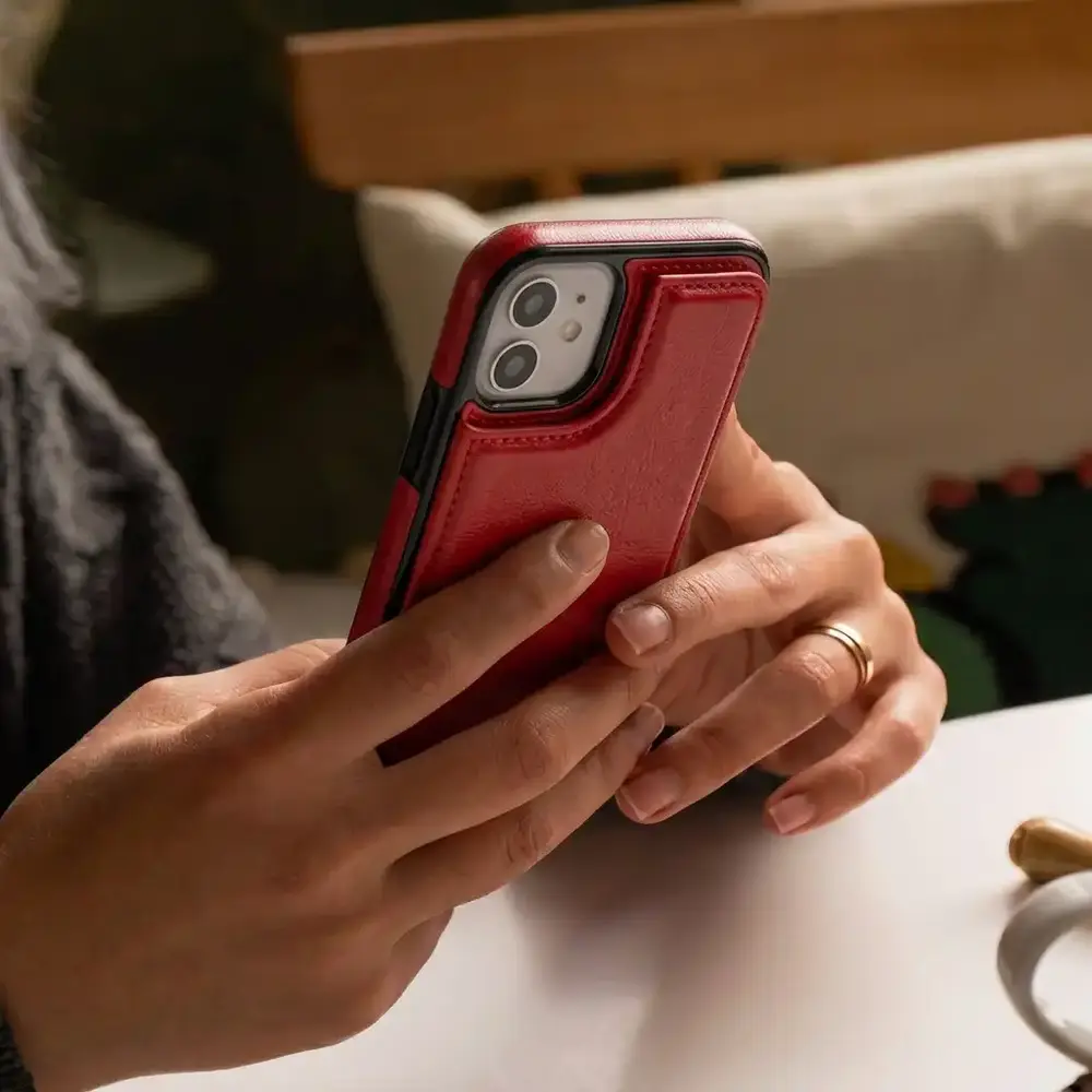 ShieldCase® ShieldCase Wallet case iPhone 12 Pro - 6.1 inch (rood)