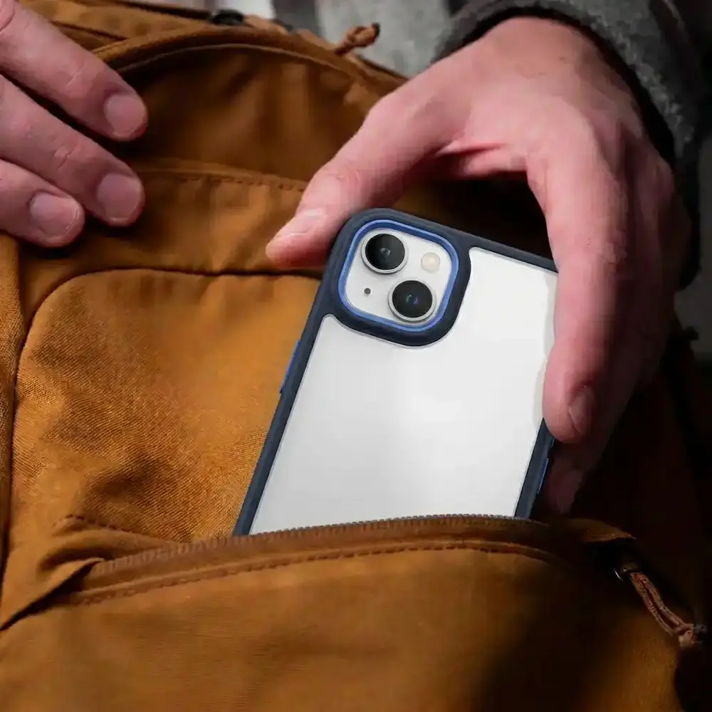 Coverzs Coverzs iPhone 14 Pro Max solid bumper hoesje mat (blauw)