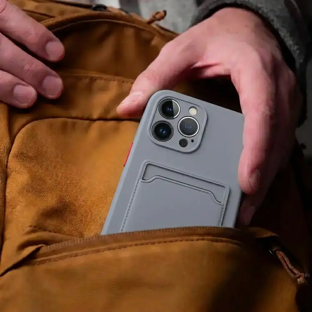 ShieldCase® ShieldCase iPhone 13 Pro backcover hoesje met pashouder (lavendel grijs)