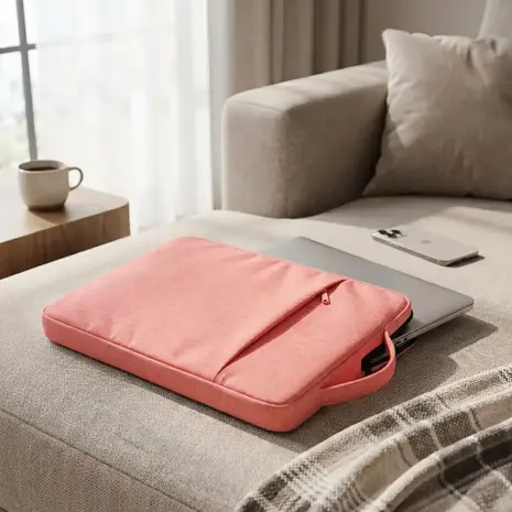 Coverzs Coverzs Luxe laptoptas met handvat 14 Inch (roze)