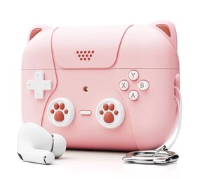 Coverzs AirPods 4 siliconen hoesje 'cute cat' (roze)