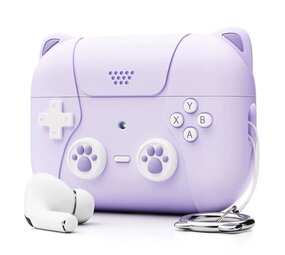 Coverzs AirPods 4 siliconen hoesje 'cute cat' (paars)