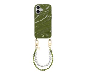xoxo Wildhearts iPhone 16 - Glaze Cord Case - Deep Olives & Pearls