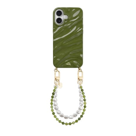 xoxo Wildhearts xoxo Wildhearts iPhone 16 - Glaze Cord Case - Deep Olives & Pearls