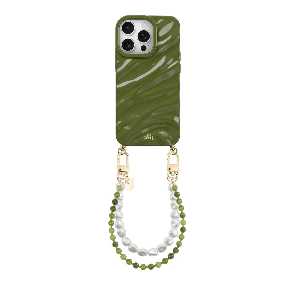 xoxo Wildhearts xoxo Wildhearts iPhone 15 Pro - Glaze Cord Case - Deep Olives & Pearls