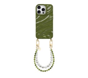 xoxo Wildhearts iPhone 14 Pro - Glaze Cord Case - Deep Olives & Pearls