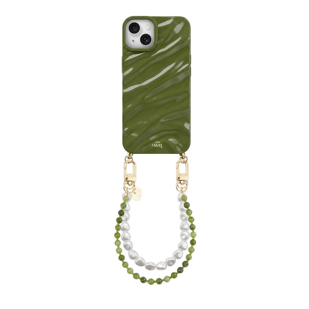 xoxo Wildhearts xoxo Wildhearts iPhone 14 - Glaze Cord Case - Deep Olives & Pearls