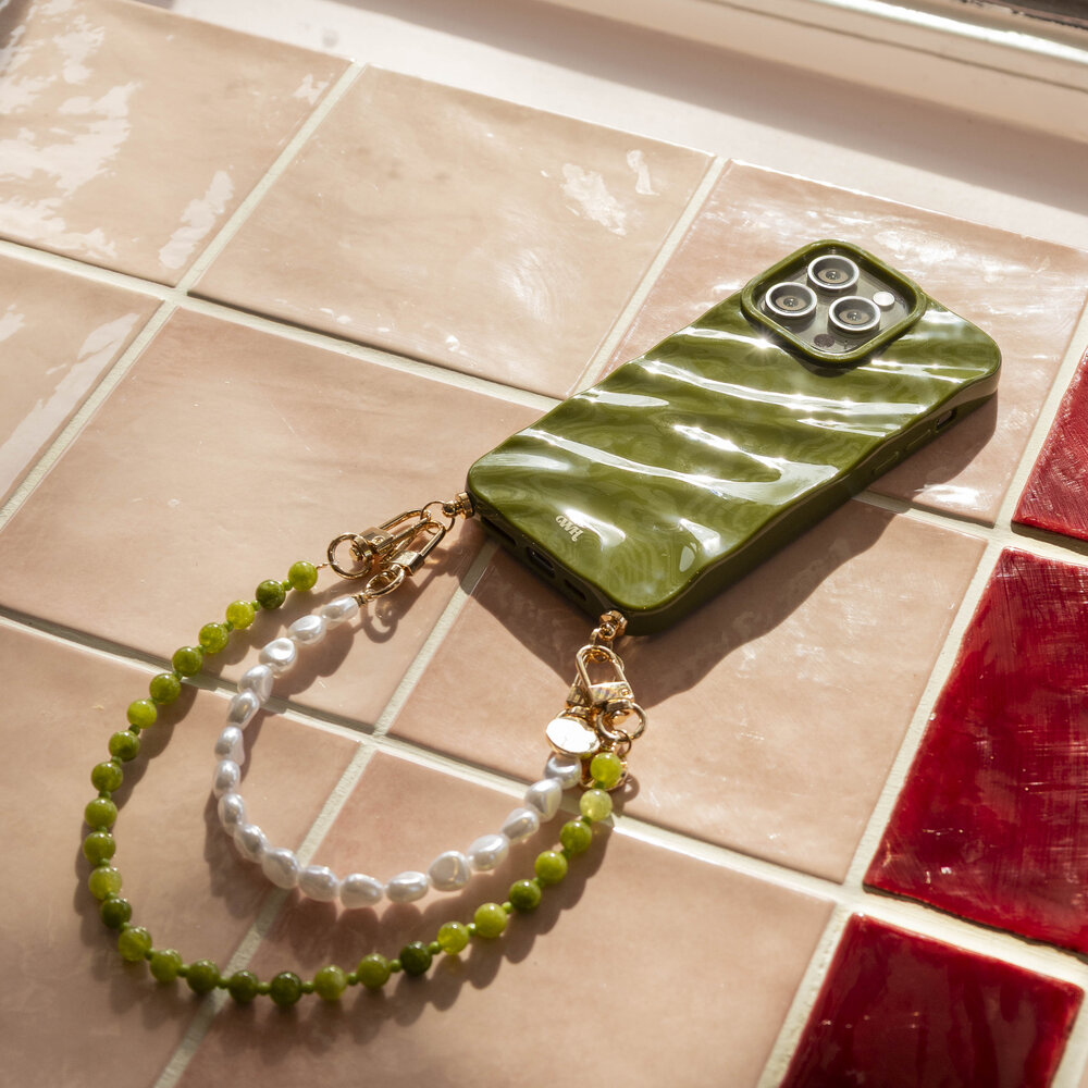 xoxo Wildhearts xoxo Wildhearts iPhone 13 Pro - Glaze Cord Case - Deep Olives & Pearls