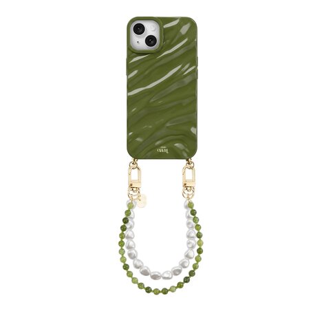 xoxo Wildhearts xoxo Wildhearts iPhone 13 - Glaze Cord Case - Deep Olives & Pearls