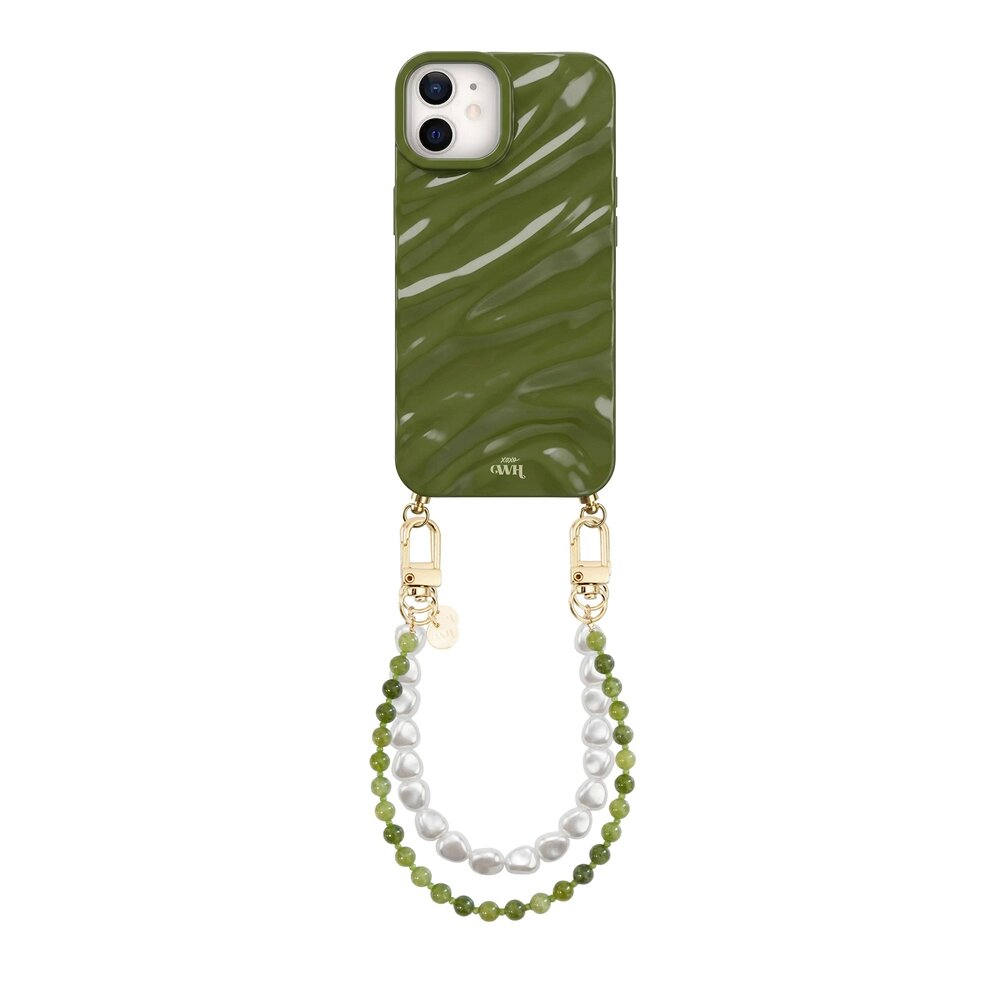 xoxo Wildhearts xoxo Wildhearts iPhone 11 - Glaze Cord Case - Deep Olives & Pearls