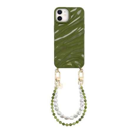 xoxo Wildhearts xoxo Wildhearts iPhone 11 - Glaze Cord Case - Deep Olives & Pearls