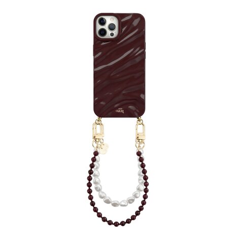 xoxo Wildhearts xoxo Wildhearts iPhone 12 Pro - Glaze Cord Case - Burgundy Muse & Pearls
