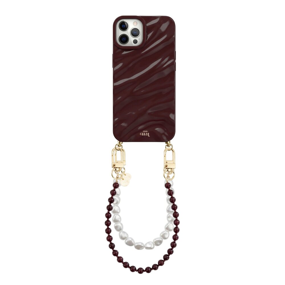xoxo Wildhearts xoxo Wildhearts iPhone 12 Pro Max - Glaze Cord Case - Burgundy Muse & Pearls