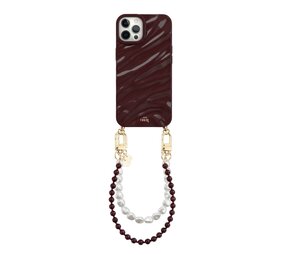 xoxo Wildhearts iPhone 12 Pro Max - Glaze Cord Case - Burgundy Muse & Pearls