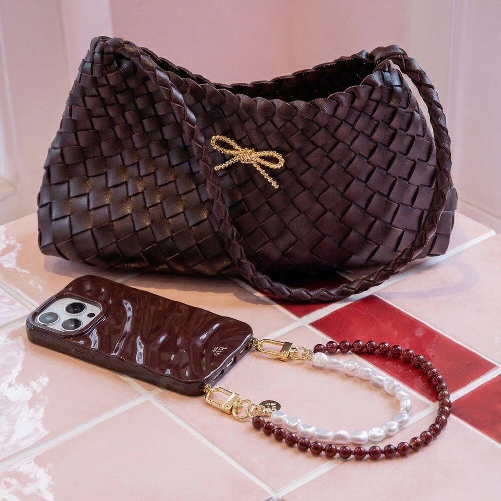 xoxo Wildhearts xoxo Wildhearts iPhone 12 Pro Max - Glaze Cord Case - Burgundy Muse & Pearls