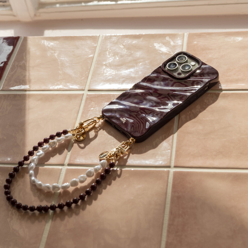 xoxo Wildhearts xoxo Wildhearts iPhone 12 Pro Max - Glaze Cord Case - Burgundy Muse & Pearls