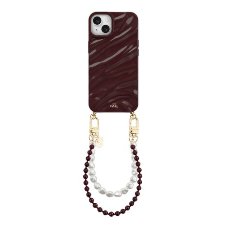 xoxo Wildhearts xoxo Wildhearts iPhone 15 - Glaze Cord Case - Burgundy Muse & Pearls