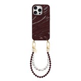 xoxo Wildhearts iPhone 15 Pro - Glaze Cord Case - Burgundy Muse & Pearls