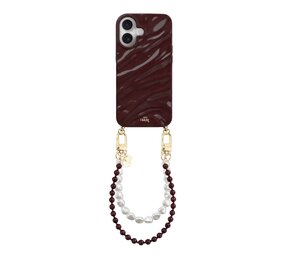 xoxo Wildhearts iPhone 16 - Glaze Cord Case - Burgundy Muse & Pearls