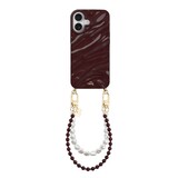 xoxo Wildhearts iPhone 17 - Glaze Cord Case - Burgundy Muse & Pearls