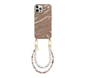 xoxo Wildhearts iPhone 12 Pro Max - Glaze Cord Case - Soft Taupe & Pearls