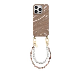 xoxo Wildhearts iPhone 16 Pro - Glaze Cord Case - Soft Taupe & Pearls
