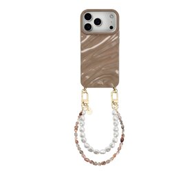 xoxo Wildhearts iPhone 17 Pro Max - Glaze Cord Case - Soft Taupe & Pearls