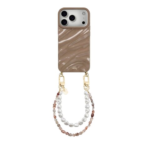 xoxo Wildhearts xoxo Wildhearts iPhone 17 Pro Max - Glaze Cord Case - Soft Taupe & Pearls