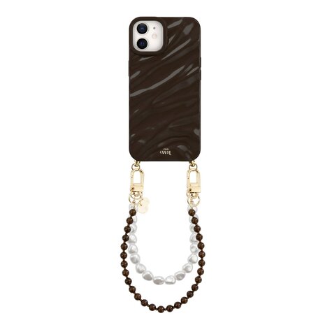 xoxo Wildhearts xoxo Wildhearts iPhone 11 - Glaze Cord Case - Brown Sugar & Pearls