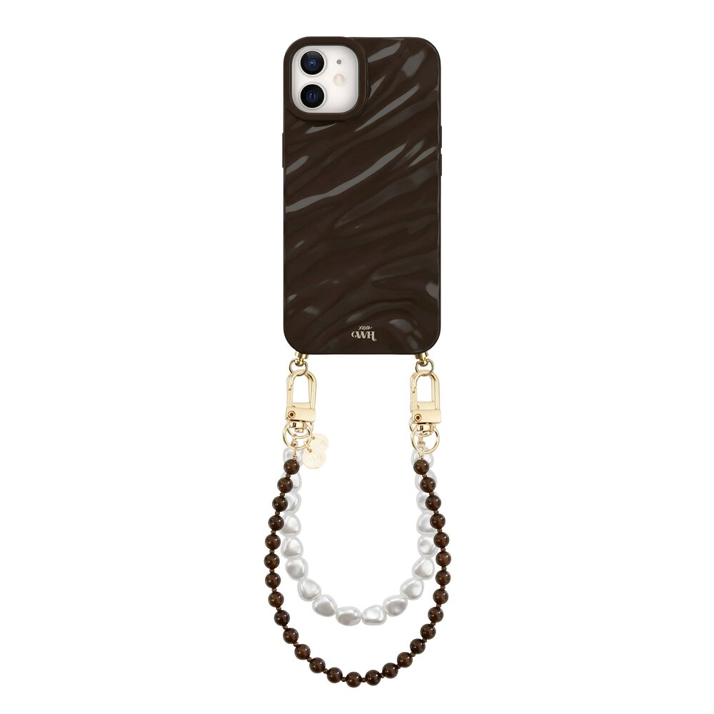 xoxo Wildhearts xoxo Wildhearts iPhone 12 - Glaze Cord Case - Brown Sugar & Pearls