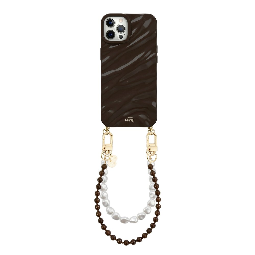 xoxo Wildhearts xoxo Wildhearts iPhone 12 Pro Max - Glaze Cord Case - Brown Sugar & Pearls