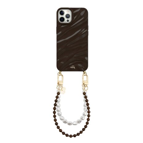 xoxo Wildhearts xoxo Wildhearts iPhone 12 Pro Max - Glaze Cord Case - Brown Sugar & Pearls