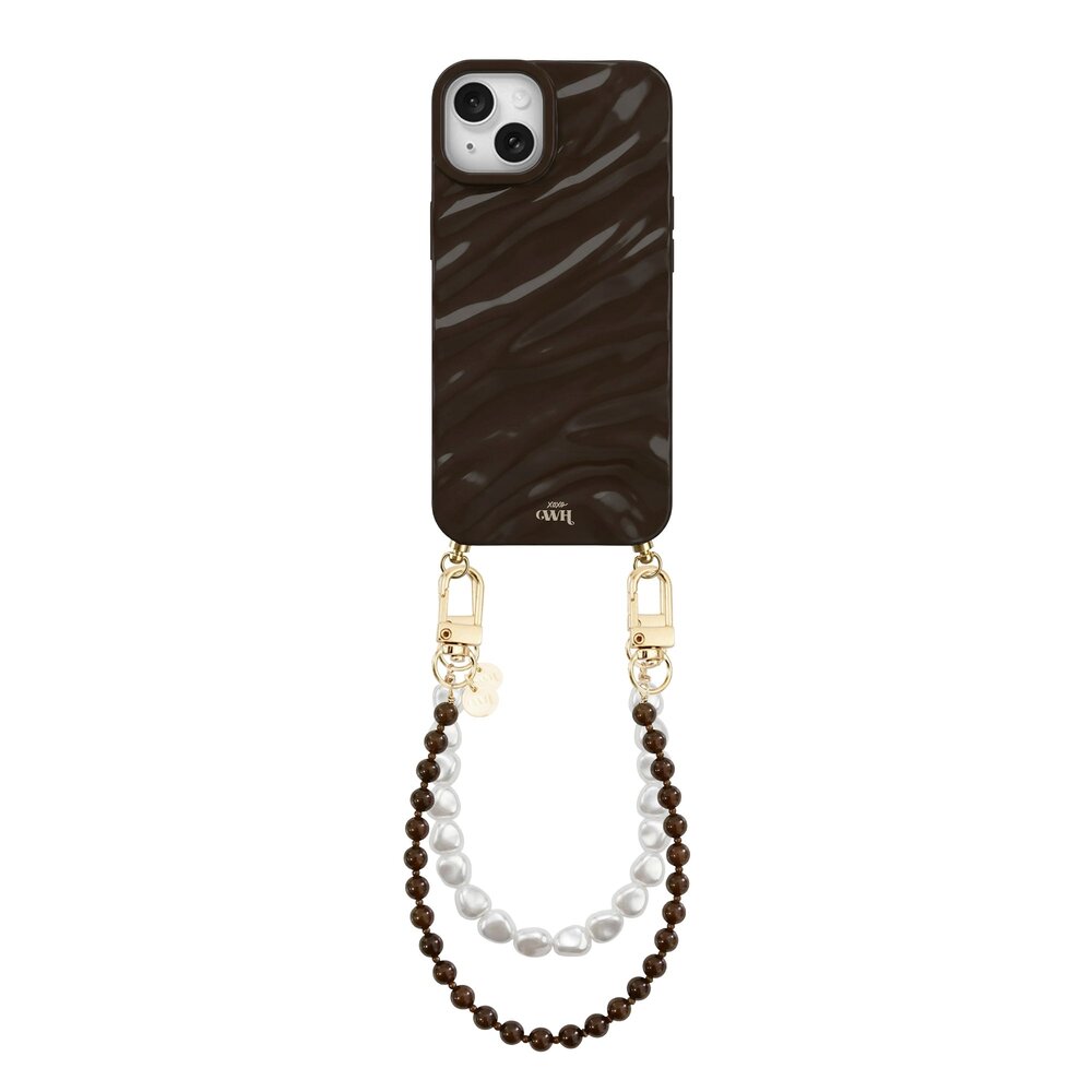 xoxo Wildhearts xoxo Wildhearts iPhone 14 - Glaze Cord Case - Brown Sugar & Pearls
