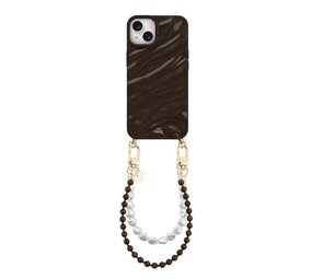 xoxo Wildhearts iPhone 15 - Glaze Cord Case - Brown Sugar & Pearls