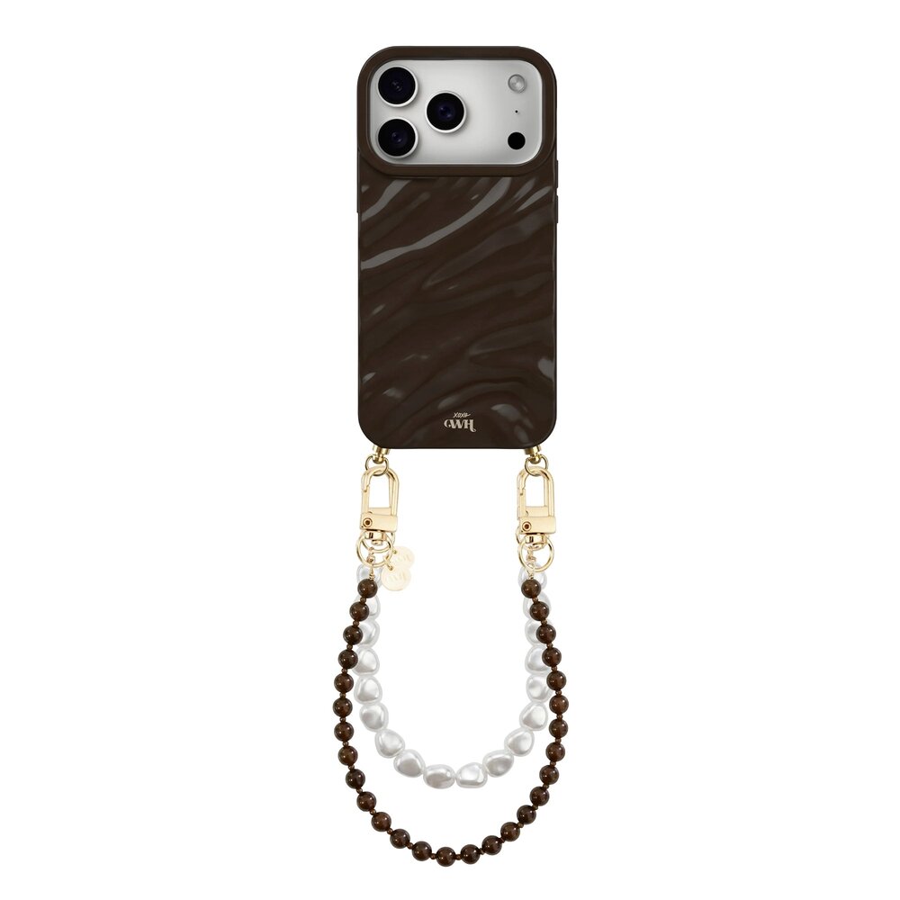xoxo Wildhearts xoxo Wildhearts iPhone 17 Pro Max - Glaze Cord Case - Brown Sugar & Pearls