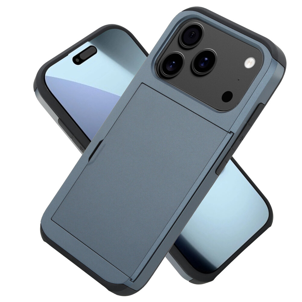 ShieldCase® ShieldCase iPhone 18 Pro Kaarthouder case met slider (donkerblauw) ShieldCase® ShieldCase iPhone 18 Pro Kaarthouder case met slider (donkerblauw)