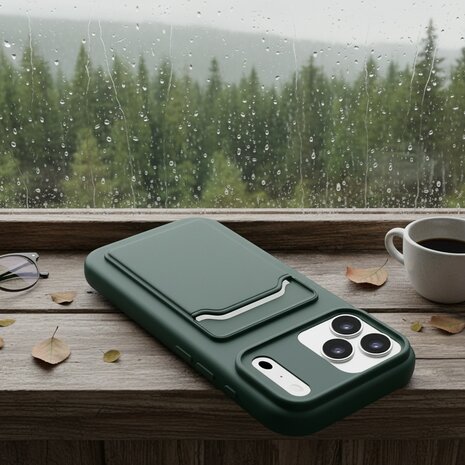 ShieldCase® ShieldCase iPhone 18 Pro siliconen hoesje met pasjeshouder (donkergroen)