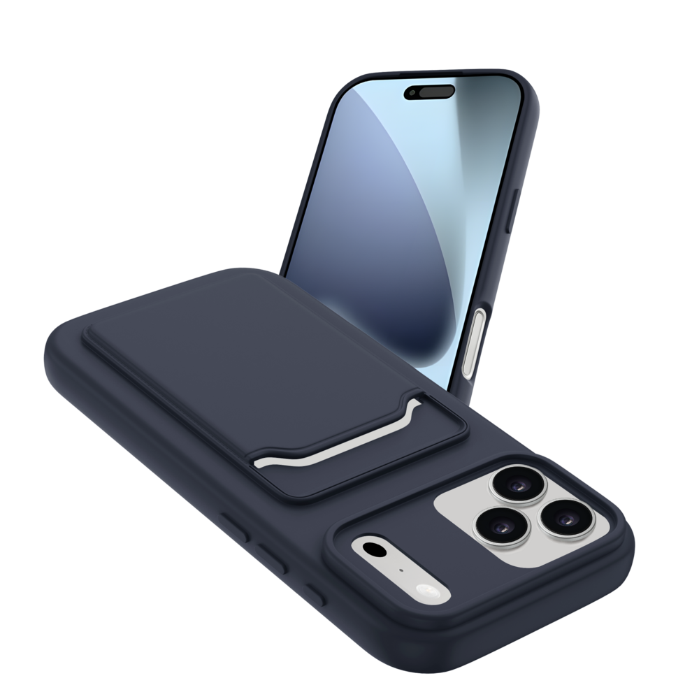 ShieldCase® ShieldCase iPhone 18 Pro siliconen hoesje met pasjeshouder (donkerblauw)