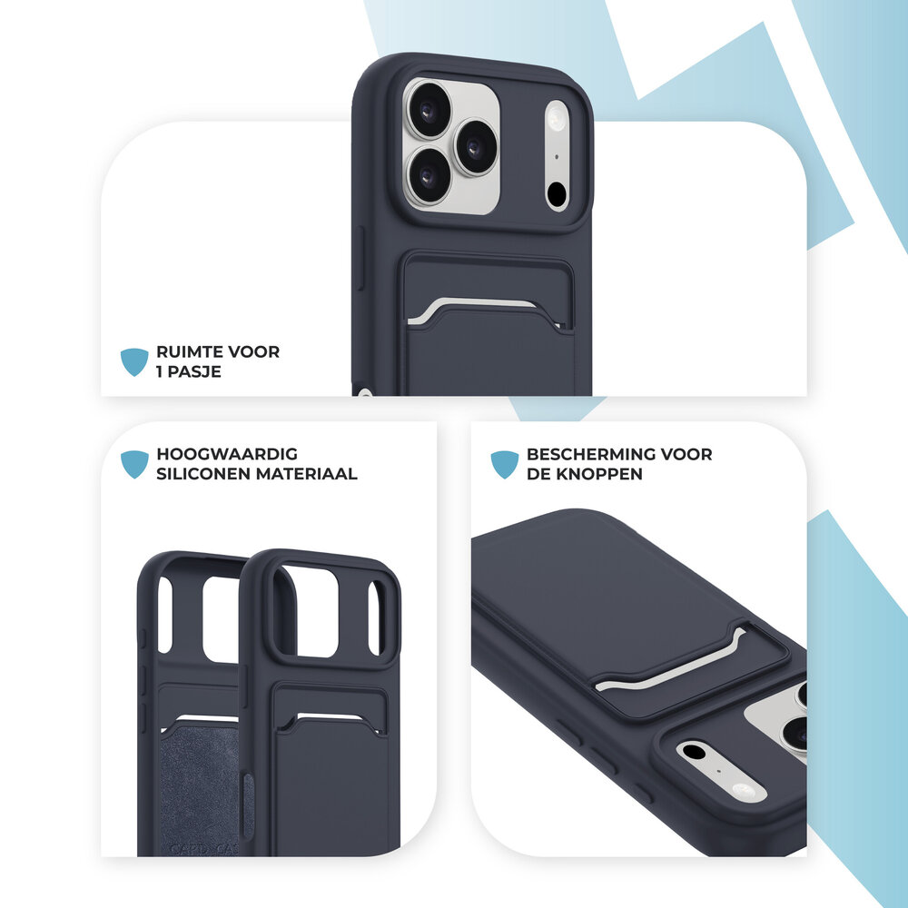ShieldCase® ShieldCase iPhone 18 Pro siliconen hoesje met pasjeshouder (donkerblauw)