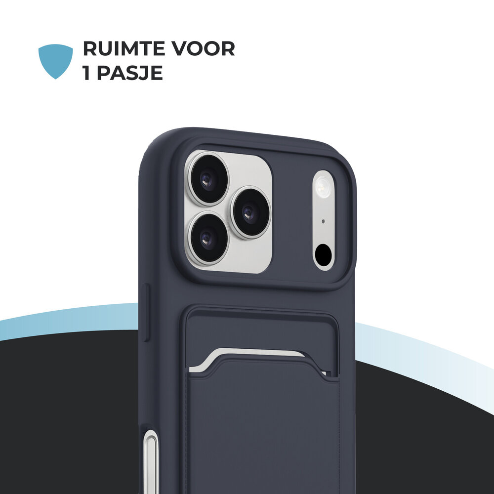 ShieldCase® ShieldCase iPhone 18 Pro siliconen hoesje met pasjeshouder (donkerblauw)
