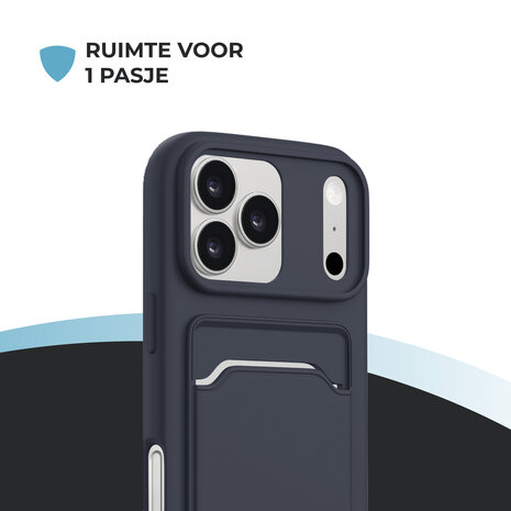ShieldCase® ShieldCase iPhone 18 Pro siliconen hoesje met pasjeshouder (donkerblauw)