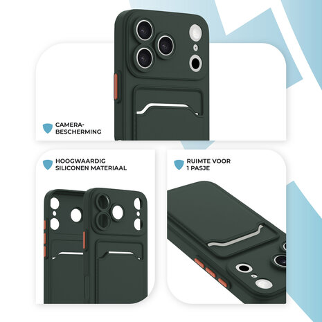 ShieldCase® ShieldCase iPhone 18 Pro Back cover met pasjeshouder (donkergroen)