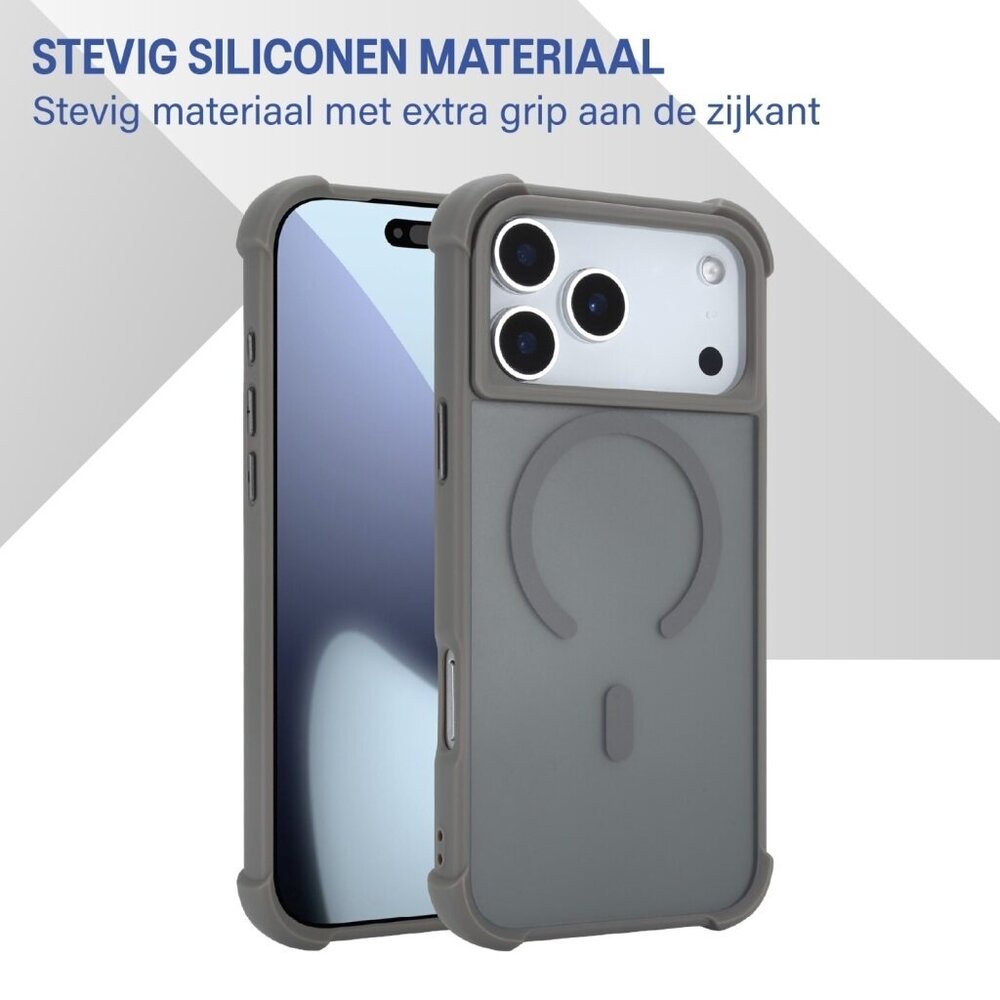 Coverzs Coverzs iPhone 18 Pro matte shock case met MagSafe (grijs)