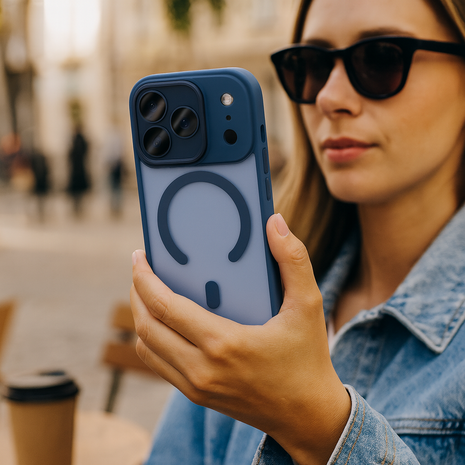 Coverzs Coverzs iPhone 18 Pro matte MagSafe case met camera cover (donkerblauw) Coverzs Coverzs iPhone 18 Pro matte MagSafe case met camera cover (donkerblauw)