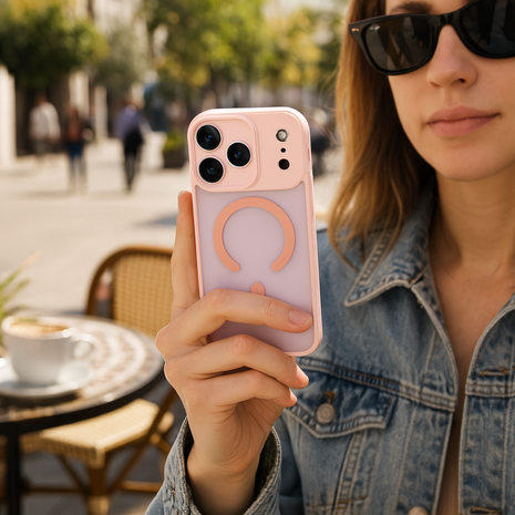 Coverzs Coverzs iPhone 18 Pro matte MagSafe case met camera cover (roze) Coverzs Coverzs iPhone 18 Pro matte MagSafe case met camera cover (roze)