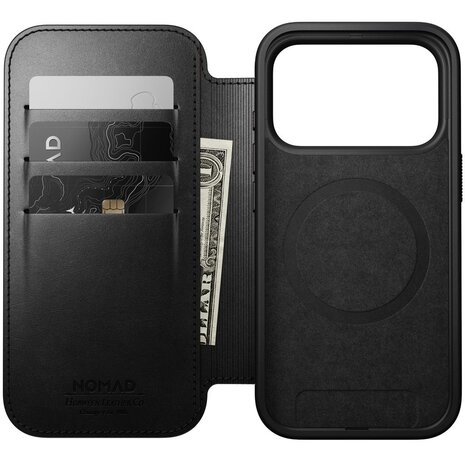 Nomad Nomad iPhone 18 Pro Modern Horween Leather Folio case (zwart)